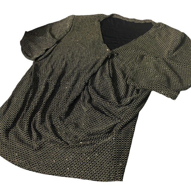 VINATGE Black and Gold Tunic Tops & Shirts for Women  SEQUINS GLITTERY BLOUSE IN SIZE XL SKU 6170