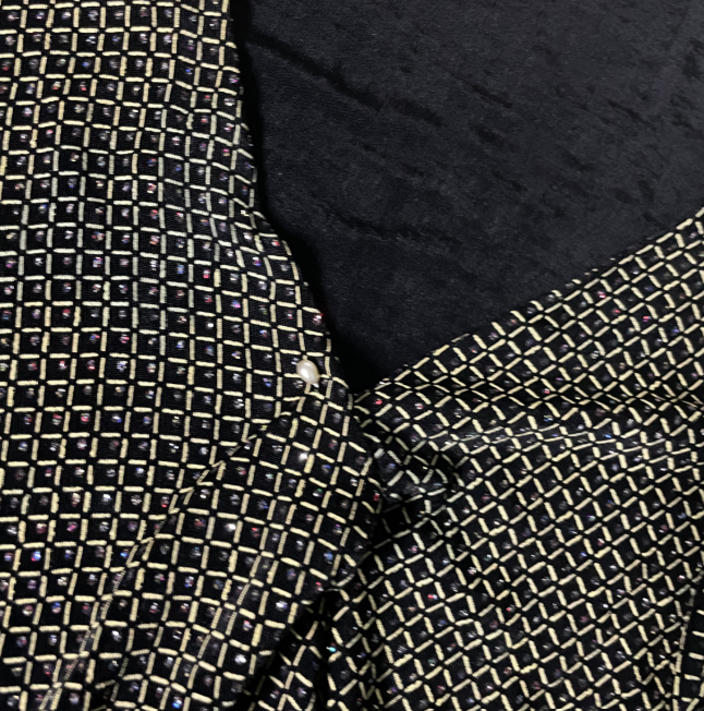 VINATGE Black and Gold Tunic Tops & Shirts for Women  SEQUINS GLITTERY BLOUSE IN SIZE XL SKU 6170