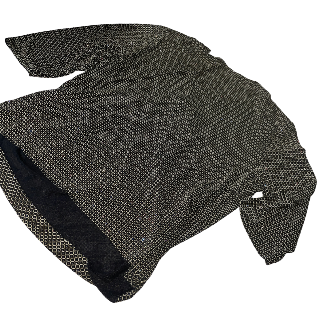 VINATGE Black and Gold Tunic Tops & Shirts for Women  SEQUINS GLITTERY BLOUSE IN SIZE XL SKU 6170
