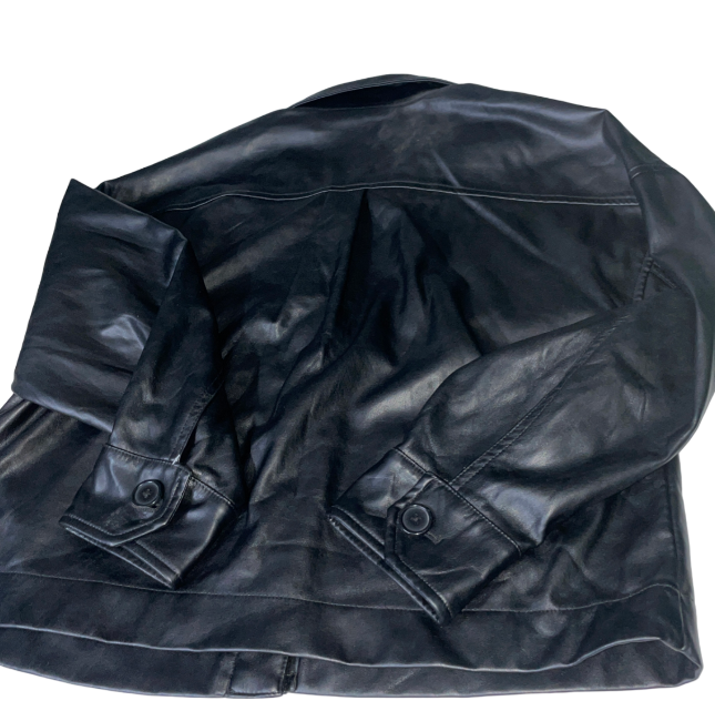 Vintage Cropped faux leather jacket for women M/L L 25 W 19 SKU 6173