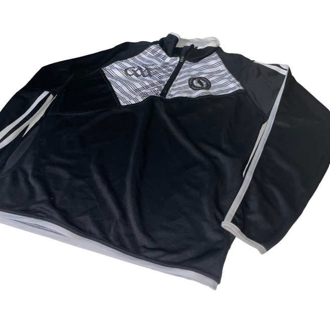 vintage quater zip GAA bLACK wome's hoodie in black FITNESS 1/4 ZIP TOP WITH REFLECTIVE PANELS SKU 6177