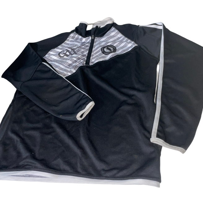 vintage quater zip GAA bLACK wome's hoodie in black FITNESS 1/4 ZIP TOP WITH REFLECTIVE PANELS SKU 6177