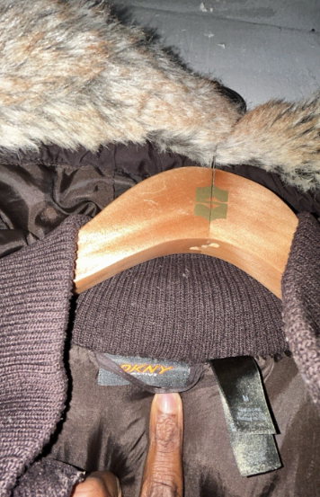 DKNY Sport Women's M Brown Logo Puffer Hooded Weatherproof Jacket M SKU 7073