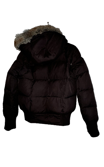 DKNY Sport Women's M Brown Logo Puffer Hooded Weatherproof Jacket M SKU 7073