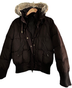 DKNY Sport Women's M Brown Logo Puffer Hooded Weatherproof Jacket M SKU 7073