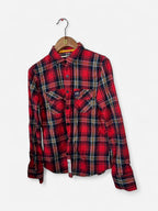 Superdry & Co pre-owned button-down blouse in a multi-coloured tartan check pattern.