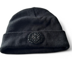 Unisex winter Black beanie with silver studded logo #skater sku 6811