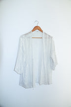 Vintage womens summer white lace kimono top