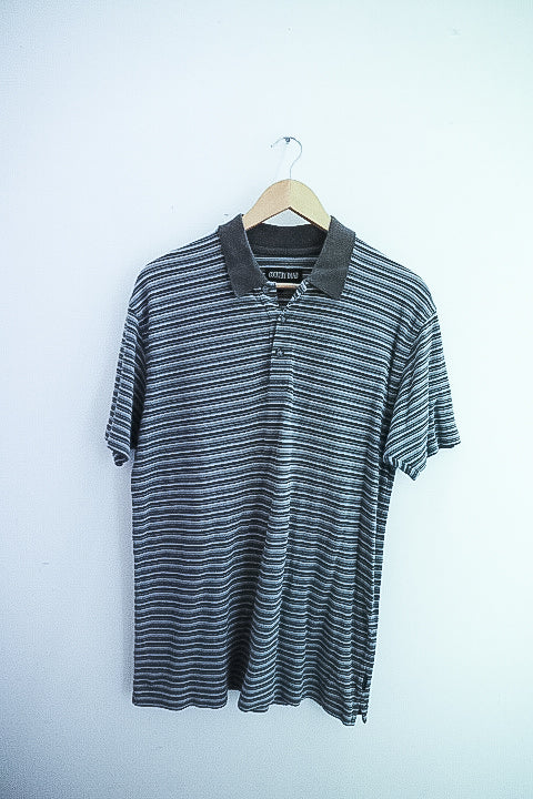 Vintage Country road grey stripped mens medium polo shirt
