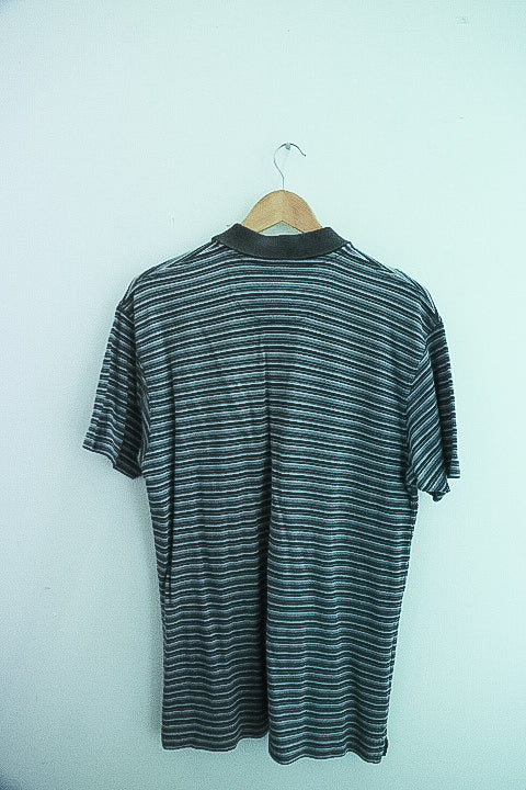 Vintage Country road grey stripped mens medium polo shirt