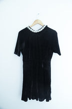 Vintage Oh my love black velvet embellished collar maxi dress size 8/10