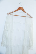 Vintage womens white lace kimono beach dress