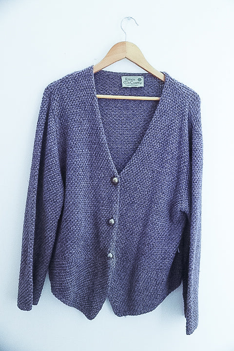 Vintage purple vneck knitted sweater jacket