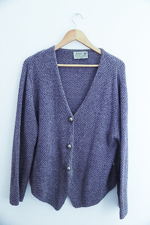 Vintage purple vneck knitted sweater jacket