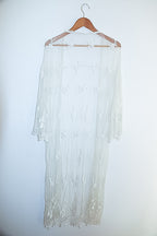 Vintage womens white lace kimono beach dress