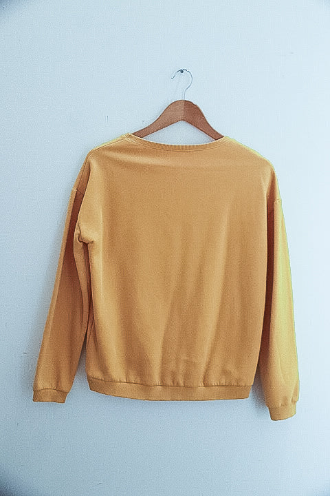 Vintage girls sequin mustard yellow sweatshirt