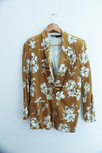 Vintage zara cream floral pattern womens blazers