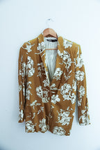 Vintage zara cream floral pattern womens blazers