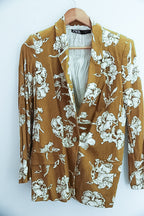 Vintage zara cream floral pattern womens blazers