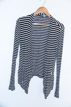 Vintage Womens Calvinklein black and white striped small waterfall cardigan