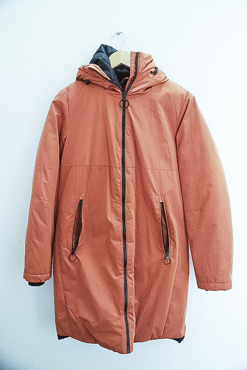 Vintage large waterproof womens brown reversible jacket hoodie