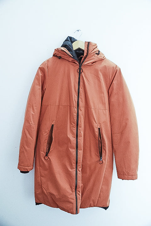 Vintage large waterproof womens brown reversible jacket hoodie
