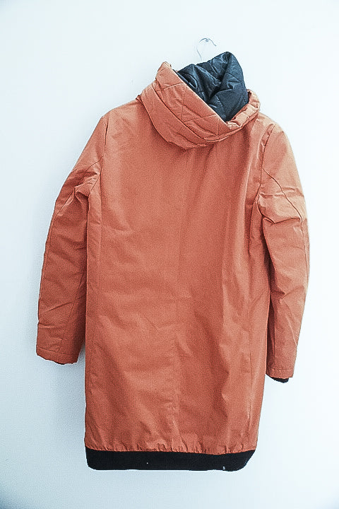 Vintage large waterproof womens brown reversible jacket hoodie
