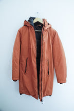 Vintage large waterproof womens brown reversible jacket hoodie