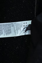 Vintage Espirit womens black metallic full zip collarless blazers jacket