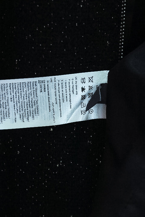Vintage Espirit womens black metallic full zip collarless blazers jacket