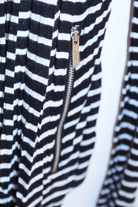 Vintage Womens Calvinklein black and white striped small waterfall cardigan