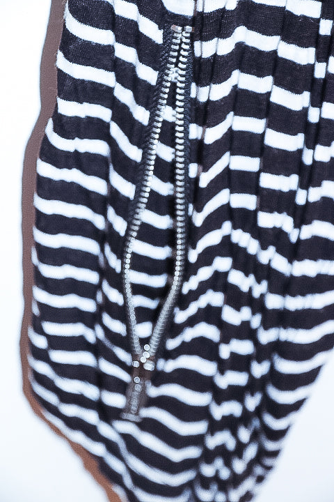 Vintage Womens Calvinklein black and white striped small waterfall cardigan