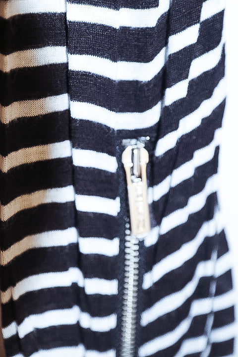 Vintage Womens Calvinklein black and white striped small waterfall cardigan