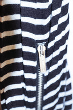 Vintage Womens Calvinklein black and white striped small waterfall cardigan