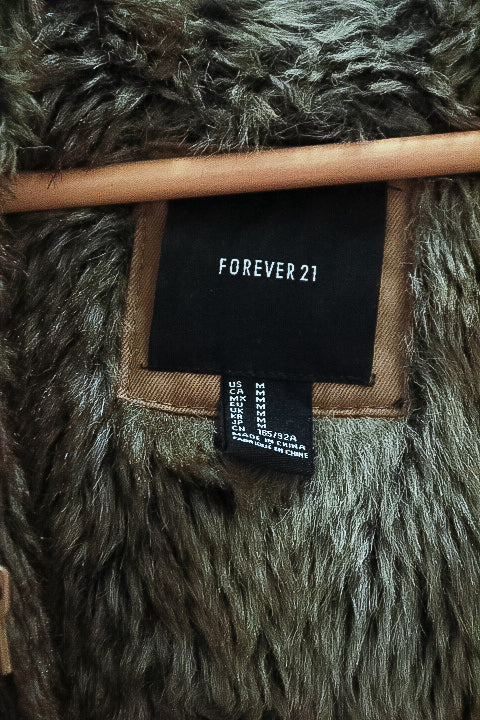 Forever21 Faux fur cream medium hoodie coat