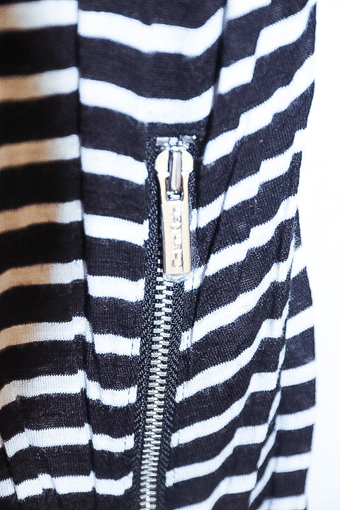 Vintage Womens Calvinklein black and white striped small waterfall cardigan