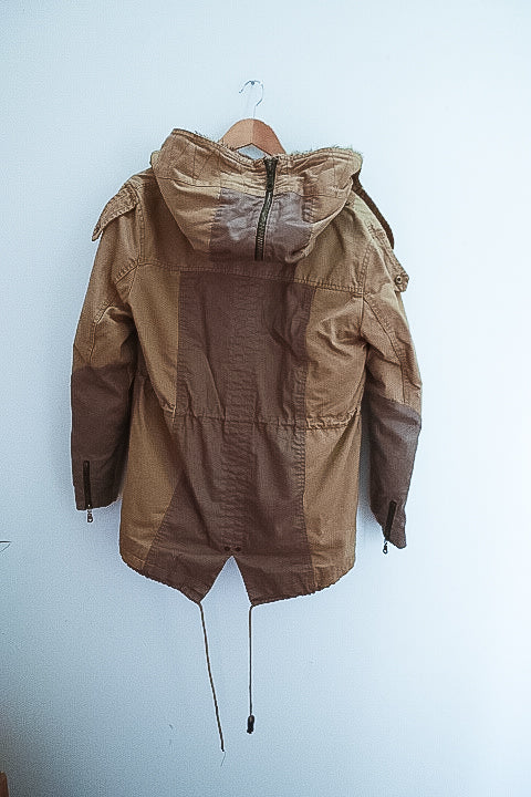 Forever21 Faux fur cream medium hoodie coat