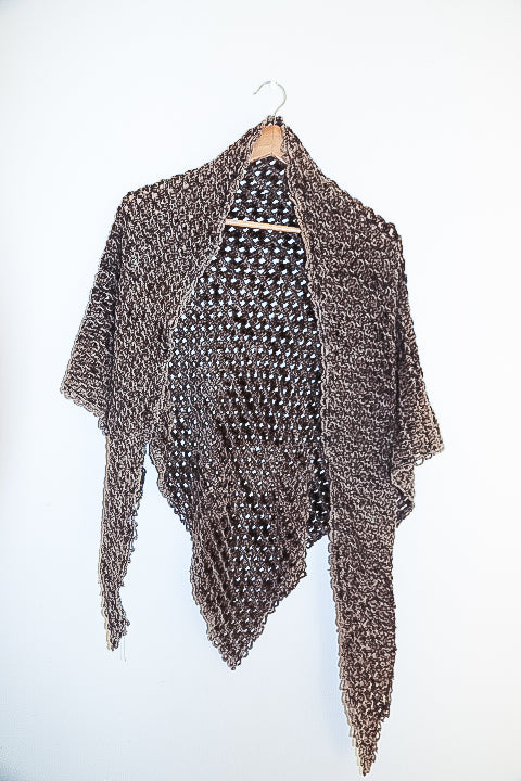 Vintage brown knitted womens shawl