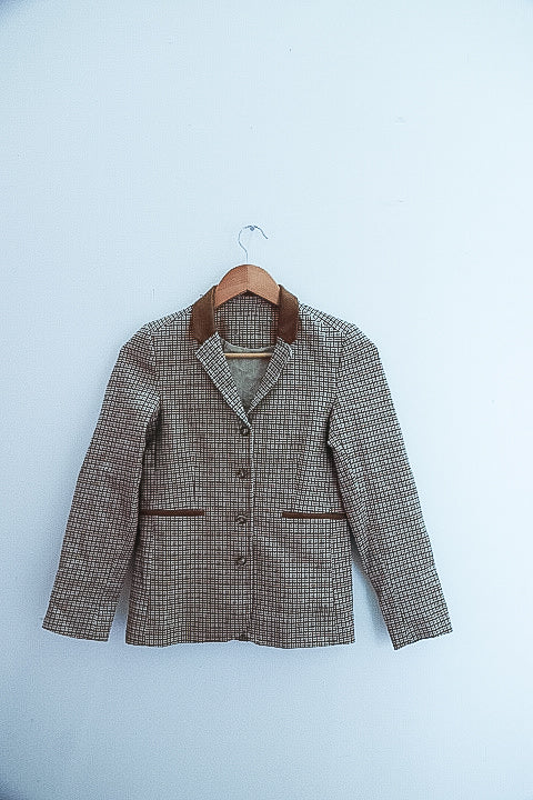Vintage brown checkered mens small blazers