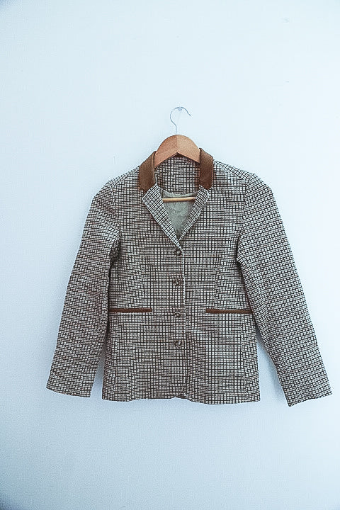 Vintage brown checkered mens small blazers
