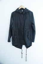 Vintage Parka small black waterproof full zip raincoat