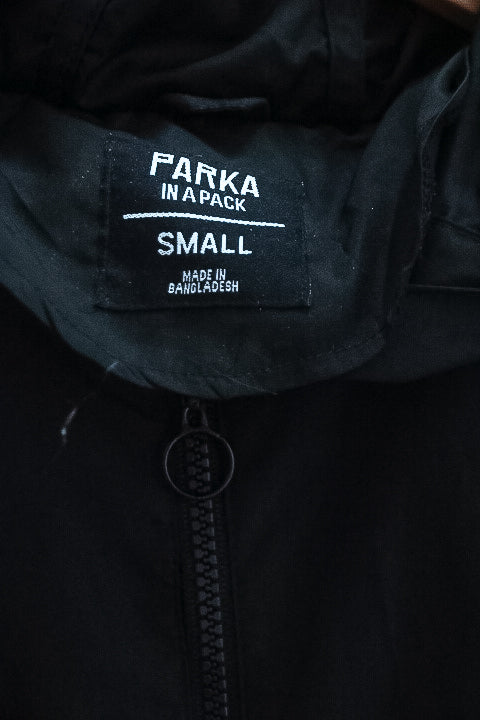 Vintage Parka small black waterproof full zip raincoat