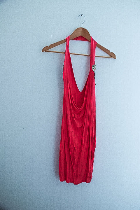 Vintage pink floral embroidery sexy mini dress size 8/10