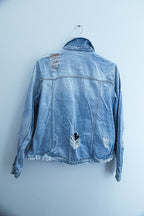 Vintage womens blue denim jacket with tears size 14
