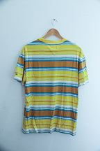 Vintage Tommy Jeans Multistripe Medium Layout T-Shirt Yellow/White/Blue