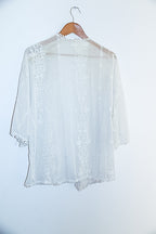 Vintage womens summer white lace kimono top
