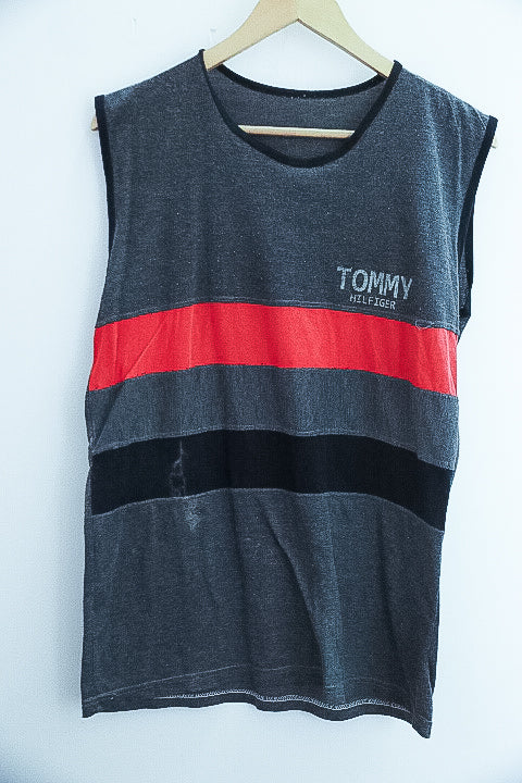 Vintage Tommy Hilfiger Multistripe sleeveless mens tees