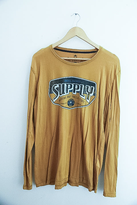 Vintage Tom Tailor yellow real denim graphics long sleeve tees XL