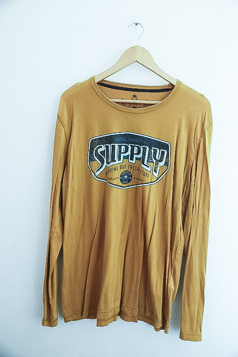 Vintage Tom Tailor yellow real denim graphics long sleeve tees XL