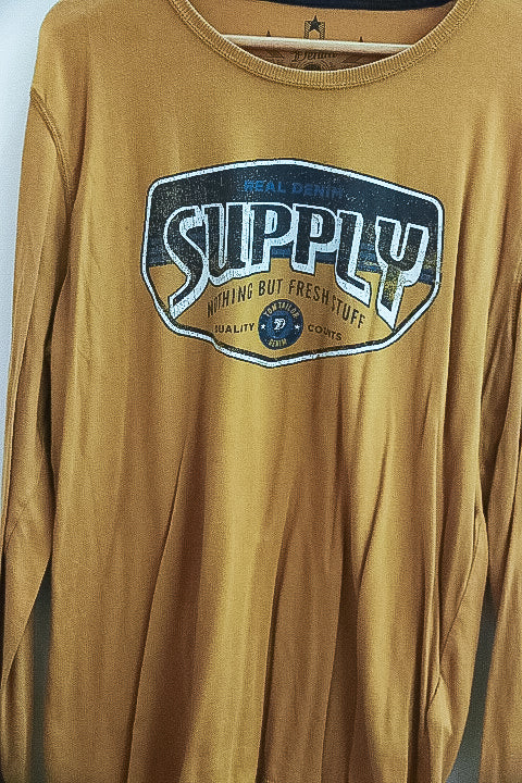 Vintage Tom Tailor yellow real denim graphics long sleeve tees XL